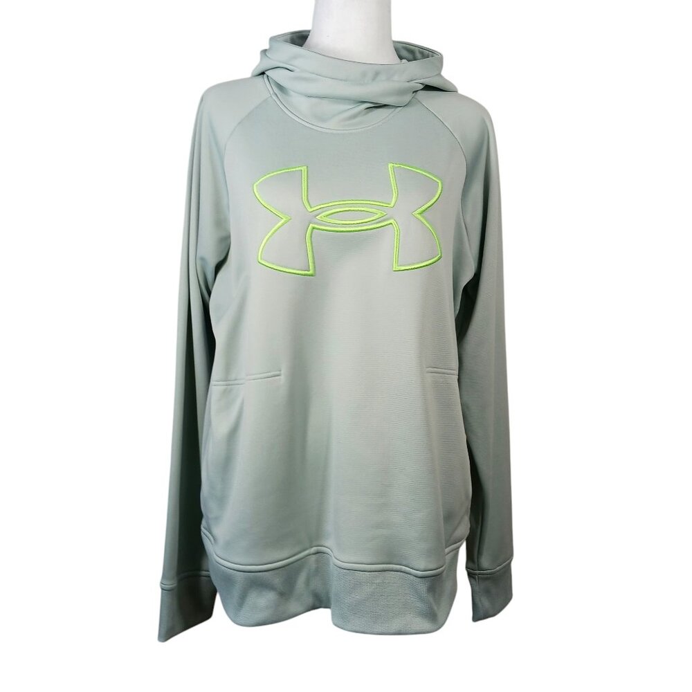 Under Armour, XL Hooded Sweatshirt, Loose ColdGear, Mint Green, Front Pockets